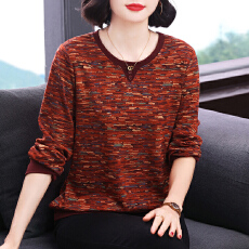 批发2026新款<b class='q'>妈妈</b>装长袖女<b class='q'>T</b><b class='q'>恤</b>圆领油画印花设计宽松显瘦拼接上衣女装