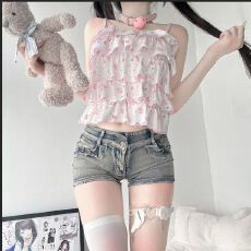 批发美式辣妹柳丁低腰牛仔超短<b class='q'>裤</b>女春夏新款修身<b class='q'>显瘦</b>包臀阔腿热<b class='q'>裤</b>子潮