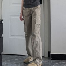 批发美式复古工装裤女款夏季2026新款酷飒风窄版直筒阔腿休闲牛仔裤