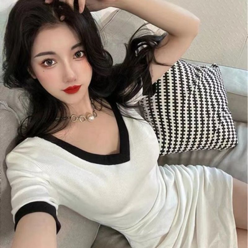 리브 여성 드레스 섹시함 ins 슈퍼 요정 슬림해 보이는 폭발 검정색