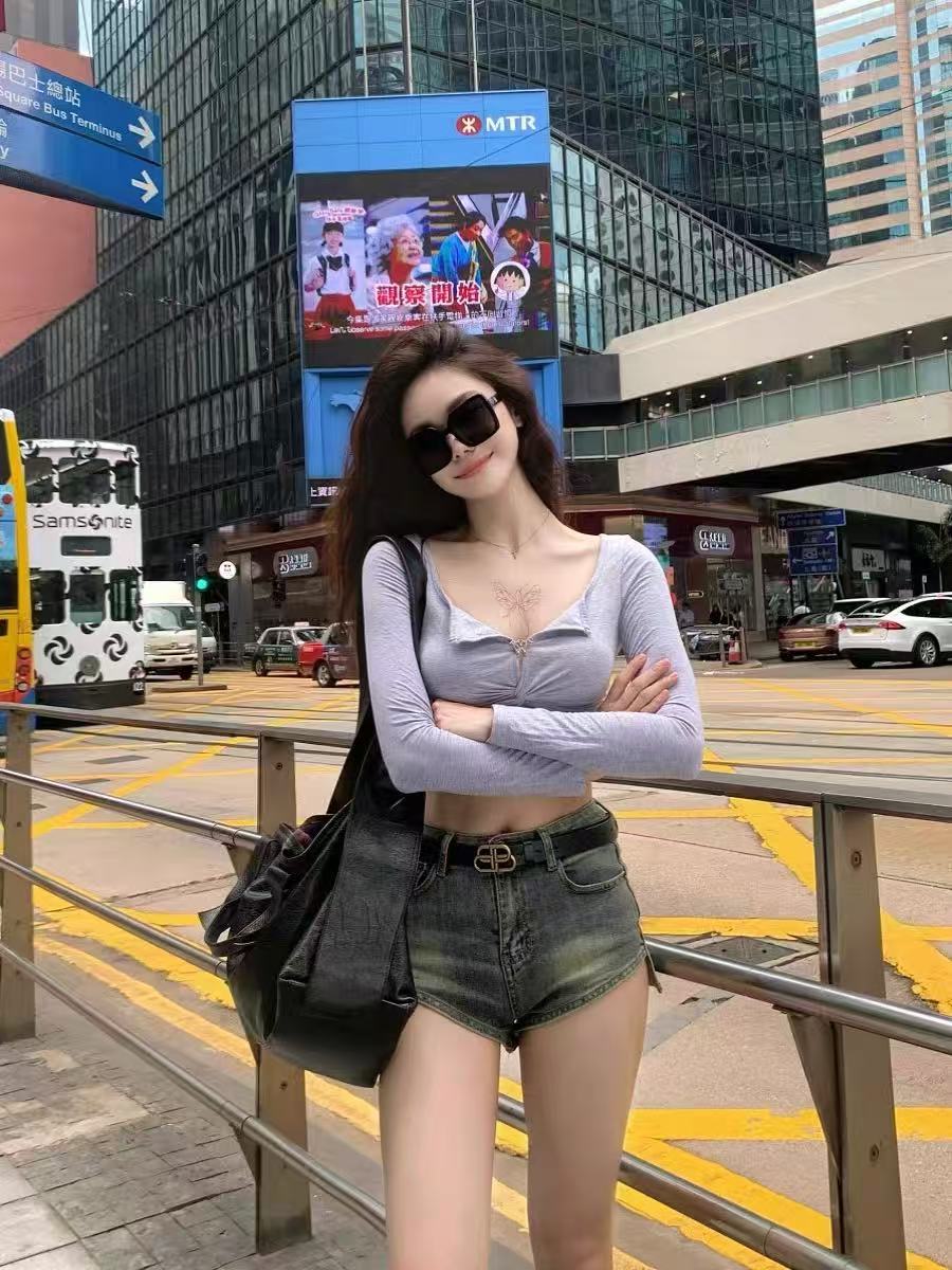핫걸 불규칙 레트로 로우 웨이스트 데님 반바지 여성 앞이 짧고 뒤가 길다 슬림해 보이는 타이트 스커트 핫 바지 여름