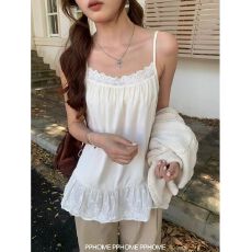 蕾丝吊带屁帘 韩系叠穿花边下摆吊带裙女秋季打底内搭