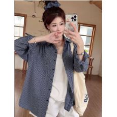 批发幂式穿搭粉色格子<b class='q'>衬衫</b><b class='q'>女童</b>设计感<b class='q'>防晒衣</b>外套复古吊带外搭开衫上衣