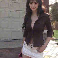 批发高腰白色牛仔短裙女明线金属扣设计感防走光辣妹显瘦包臀超短裙裤