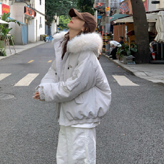 批发<b class='q'>明星</b><b class='q'>同款</b>大毛领工装派克羽绒棉服女2025新款冬季保暖加厚棉袄外套