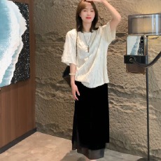 批发XIAREN蕾丝花边<b class='q'>丝绒</b>T独特漂亮小衫洋气高贵上衣可外穿精致打底衫