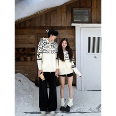 批发实拍情侣装秋冬装加厚连帽开衫<b class='q'>针织衫</b>女加厚毛衣男