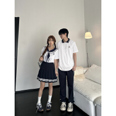 批发实拍<b class='q'>夏</b>装2026新款海军风学生班服两件套校服表演服毕业照