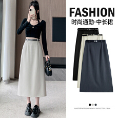 批发2026春夏新款灰色修身显瘦西装直筒<b class='q'>包臀</b>裙A字半身裙中长款一步裙