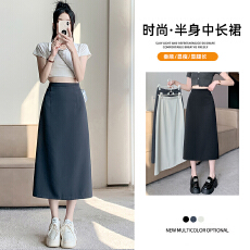 批发<b class='q'>实拍</b>半身裙女早秋2025新款显瘦高腰中长款职业西装一步开叉a字裙