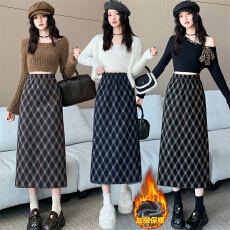 批发实拍韩版时尚格子半身裙女秋冬2025新款显瘦包臀裙a字裙直筒裙子