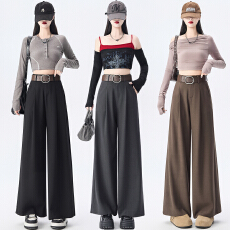 批发黑色西装九分阔腿裤<b class='q'>女</b>2026春夏高腰显瘦高级感垂感时尚休闲长裤子