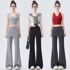 批发实拍黑灰色屁帘微喇<b class='q'>西装裤</b><b class='q'>女</b>春夏新款休闲垂感夏季超火喇叭长裤子