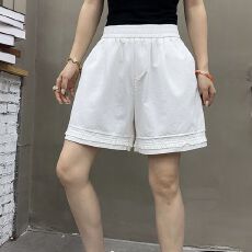 批发白色木耳边<b class='q'>休闲</b>短裤女夏季薄款大码胖mm高腰显瘦小个子阔腿<b class='q'>热裤</b>