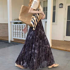 批发油画雪纺碎花<b class='q'>半身裙</b>女2026新款春夏高腰飘逸大摆a字蛋糕裙碎花裙