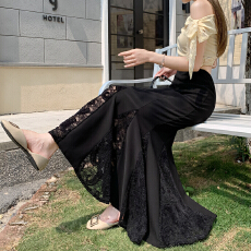 批发黑色<b class='q'>西装</b>鱼尾裙<b class='q'>女</b>春秋2026新款高腰气质中长款蕾丝拼接包臀半身裙