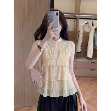 批发法式别致压褶<b class='q'>雪纺衫</b>镂空上衣夏季<b class='q'>新款</b>轻奢高级感大码衬衫女装