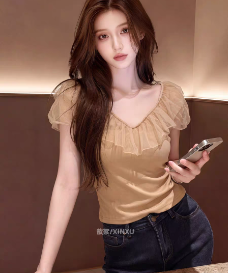 2026 여름 새로운 프랑스식 낭만주의 바람 프릴 칼라 거품 소매 맨위 여성 미니멀리즘 허리 수축 슬림해 보이는 연령 감소 작은 셔츠