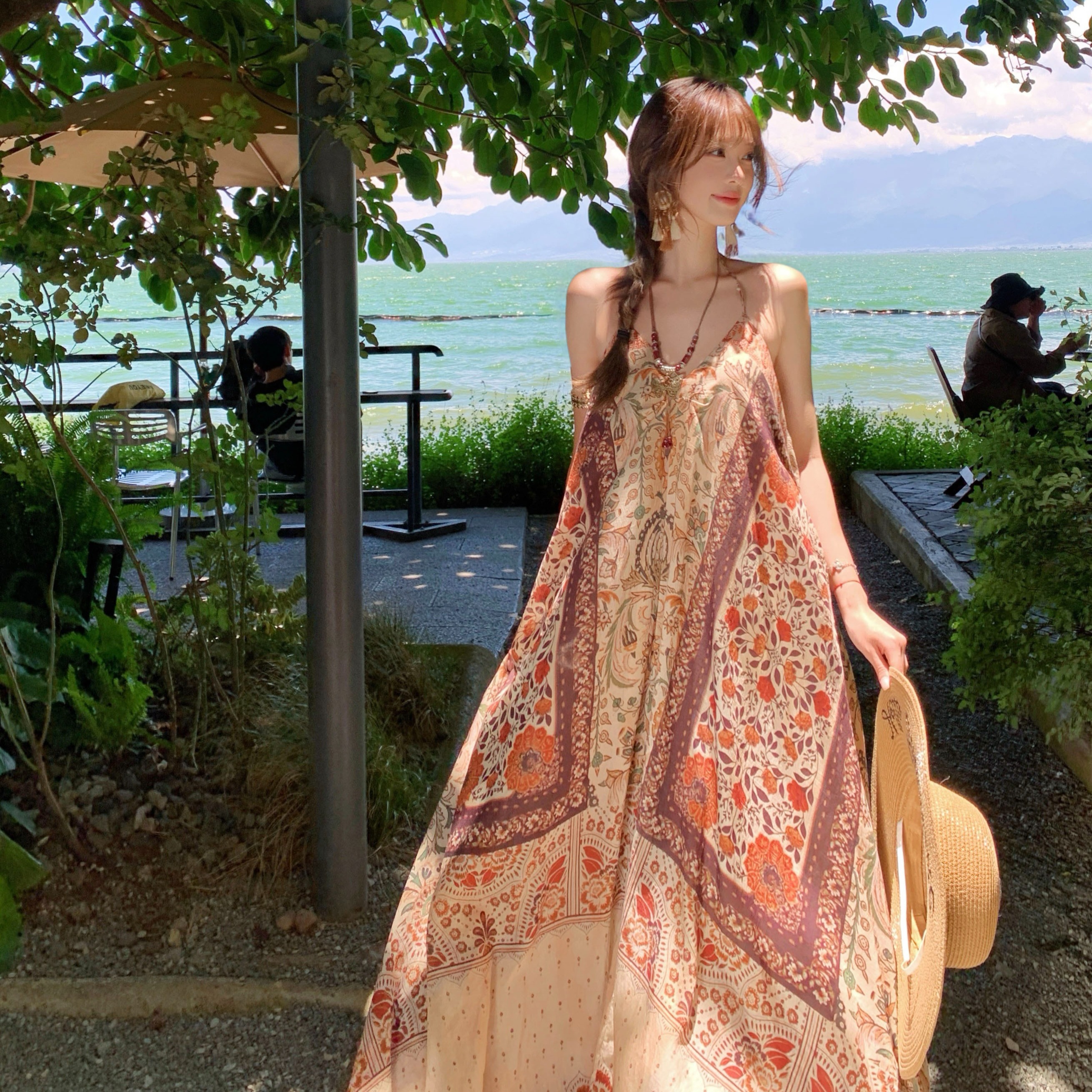 치우 고기 야오 보헤미안 바람 슬립 여성 드레스 여름 새로운 품격 디자인 센스 몸매 가꾸기 슬림해 보이는 치마