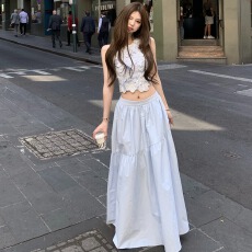 批发美神降临 重工设计感绣花<b class='q'>背心</b>上衣女a字半身<b class='q'>长裙</b>套装夏