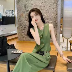 批发2026夏装一整套韩系高级感运动休闲西装<b class='q'>职业</b>马甲阔腿裤两件套