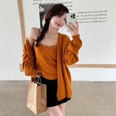 批发温柔风<b class='q'>气质</b>吊带背心女秋季毛衣针织开衫<b class='q'>外套</b>慵懒套装上衣