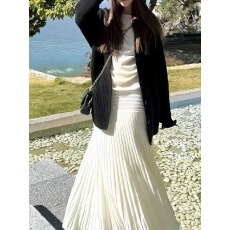 批发磨糯糯奶黄色针织裙子鱼尾裙秋<b class='q'>冬</b>加厚中长款半身裙女