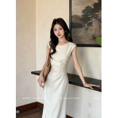 批发小个子法式气质连衣裙女<b class='q'>夏季</b>收腰显瘦高级感短袖长裙