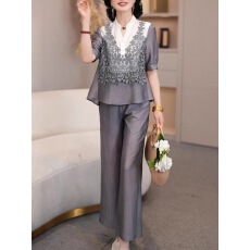 批发2026新款<b class='q'>妈妈装</b>春夏<b class='q'>时尚</b>套装气质<b class='q'>中年女装</b>宽松两件套显瘦上衣裤子