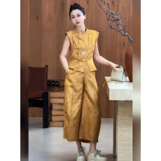 批发官图新中式显瘦夏季气质休闲百搭中国风马甲八分裤套装