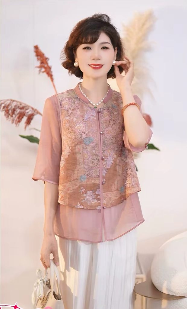 어머니의 날 옷 새로운 중식 엄마 여름 드레스 국풍 셔츠 세트 2026 새로운 외국 가스 비싼 레이디 투피스 세트