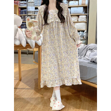 批发实拍实价~新款韩国纯棉睡裙女碎花甜美可爱公主风家居服<b class='q'>春</b>秋季女