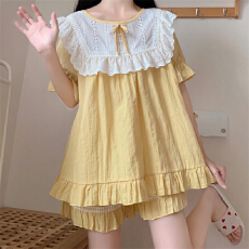 批发实拍实价~日系甜美少女<b class='q'>纯棉</b><b class='q'>睡衣</b>短裤宫廷可爱花边家居服套装