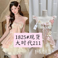 批发越韩小鱼Musefish <b class='q'>樱</b>织花翎 重工假两件立体花公主裙生日连衣裙<b class='q'>子</b>