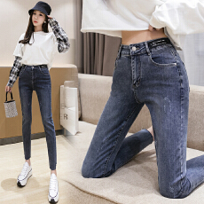 批发实拍<b class='q'>高腰</b>窄款牛仔裤女2025秋季百搭修身弹力显瘦<b class='q'>小脚裤</b>九分烟管裤