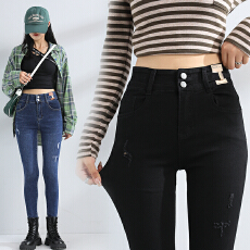 批发实拍高腰弹力小个子牛仔裤<b class='q'>女</b>2026夏季韩版百搭显高显瘦直筒<b class='q'>小脚裤</b>