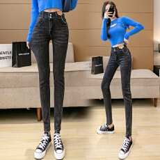 批发实拍高腰牛仔裤<b class='q'>女</b>2026夏季新款韩版弹力修身铅笔裤显瘦<b class='q'>小脚裤</b>长裤