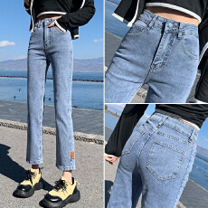 批发实拍<b class='q'>浅色</b>窄款直筒<b class='q'>牛仔裤</b>女2026夏季韩版宽松弹力小个子高腰老爹裤