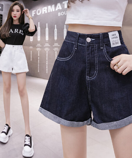실사 하이웨이스트 넓은 다리가 짧다. 바지 여성 2026 여름 오리지널 슬림해 보이는 모방 데님 루즈핏 루즈핏 한 마디 할란 핫 바지