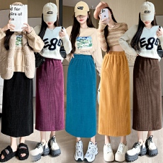 批发实拍高级感开叉a字包臀裙女2026春夏韩版高腰纯色针织轻薄<b class='q'>半身裙</b>