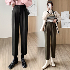 批发实拍窄款毛呢烟管<b class='q'>西装裤</b><b class='q'>女</b>2026秋冬韩版阔腿哈伦小脚九分直筒裤潮