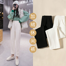 批发实拍灯芯绒西装裤女2026秋冬韩版加绒加厚休闲高腰烟管直筒哈伦裤