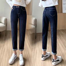 批发实拍高腰弹力小个子牛仔<b class='q'>哈伦裤</b><b class='q'>女</b>2026秋季韩版显瘦直筒窄款小脚裤