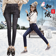批发<b class='q'>实拍</b>加厚加绒牛仔小脚<b class='q'>裤</b>女2026冬季韩版高腰修身提臀显瘦直筒长<b class='q'>裤</b>