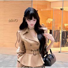 批发2025新款爆款英伦风卡其收腰<b class='q'>风衣</b>外套女秋格纹包臀<b class='q'>短</b>裙辣妹两件套