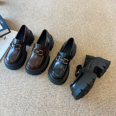 批发复古大头英伦风小皮鞋女2025新款秋季厚底乐福鞋<b class='q'>日系</b>单鞋女