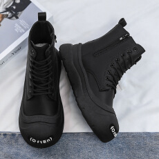 批发跨境大码秋冬新款高帮皮面休闲男靴日常出行百搭时尚小众大头皮鞋