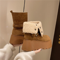 批发厚底雪地靴两穿马丁靴女2025冬新款加绒时装短靴防滑雪地靴