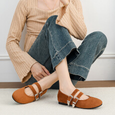 批发法式2025新款小众设计平底方头玛丽珍鞋<b class='q'>复古</b>扣单鞋女鞋子