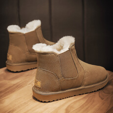 批发雪地靴男新款冬季加绒加厚反绒皮棉鞋东北一脚蹬防滑保暖男鞋防寒